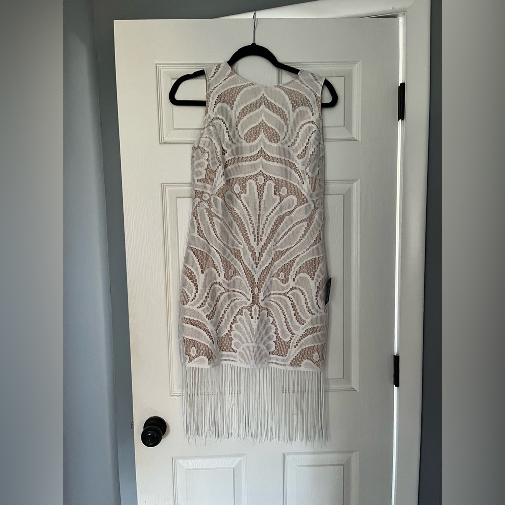 Lulu's White Crochet Fringe Sheath Dress